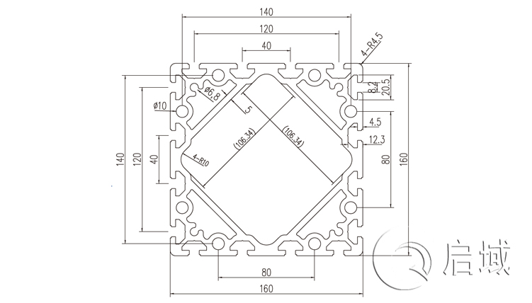 QY-8-160160W鋁型材圖紙